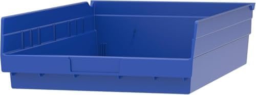 Akro-Mils 30178 Heavy Duty Plastic Shelf Bins, 18"x 11"x 4", Blue, 12-Pk