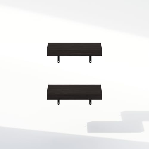 Furinno Tanna Floating Shelves for Wall Set of 2, 15-Inch Bathroom Wall Shelf, Wall Mounted Shelf, for Bathroom Organizers and Storage, Living Room, Tobacco Oak