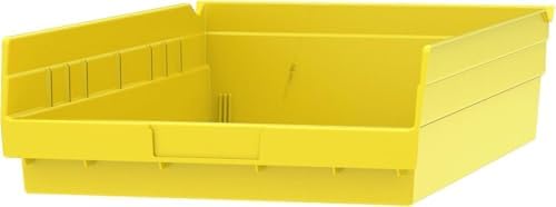 Akro-Mils 30178 Heavy Duty Plastic Shelf Bins, 18"x 11"x 4", Yellow, 12-Pk
