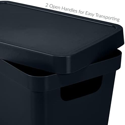 Simplify Small Vinto Storage Box | Click Tight Lid | Dimensions: 9.76" x 6.69" x 4.84" | Stackable | Home Organization | 2 Handles | Black Charcoal, 1 Count (Pack of 1)