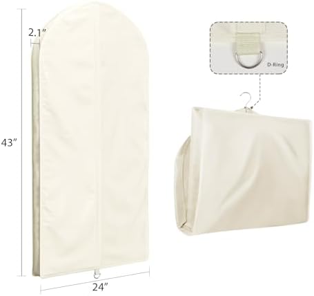 Univivi Garment Bag for Hanging Clothes and Travel, Beige, 60 Inch, 1 Pack
