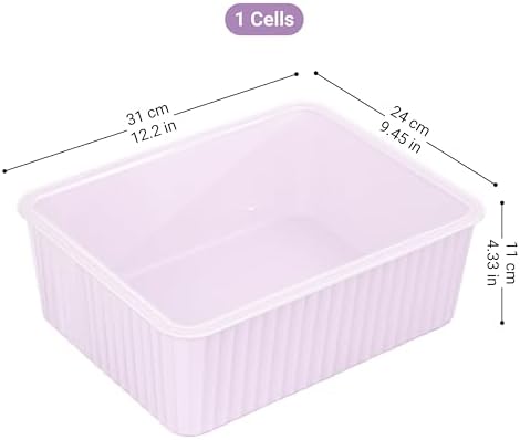 Cetomo Plastic Underwear Drawer Organizer with Lid, Lidded Storage Box for Bras, Plastic Basket for Closet and Shelf, Stackable, Pink (31 x 24 x 11 cm)
