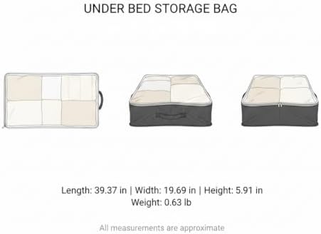 Multipurpose Under Bed Storage Bag, Foldable Polyester Bin with Handles for Clothes and Linens, 39.4 x 19.7 x 5.9 Inches (1 Pack)
