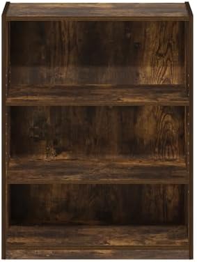 Furinno GEHRY Book Shelf, 3-Tier Small Bookshelf, Bookcase with Adjustable Shelves, 11.6 x 24.8 x 31.6, for Organization and Storage, for Living Room, Bedroom, Home Office, Amber Pine
