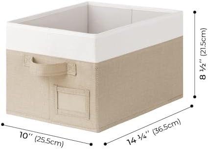 GRANNY SAYS Closet Storage Bins with Label, Khaki&Ivory, Medium, 3-Pack