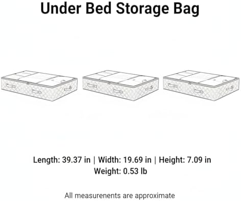 Under Bed Storage Bag with Handles, Polyester Container for Bedding and Seasonal Clothes, 39.4 x 19.7 x 7.1 Inches (1 PC)