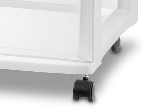 Sterilite Wide 3-Drawer Cart with Wheels for Bedroom and Dresser, 3-Pack