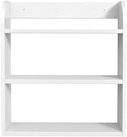 ROMGUAR CRAFT 3 Tier Bamboo Spice Rack, Countertop or Wall Mounting Wood Spice Jars Organizer Shelf for Kitche, Pantry (White)