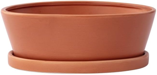 Napco Imports Decorative Home or Garden 3.5 x 9.75 Inch Indoor or Outdoor Dishgarden Flower Pot Planter with Saucer Rust Color Smooth Design
