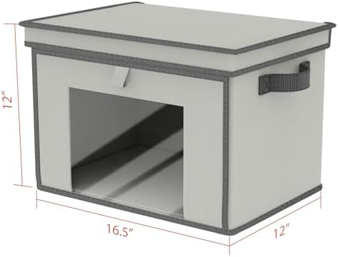 Univivi Front Opening Storage Bins with Lids for Home, Gray, 4 Pack