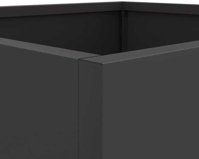 4-Piece Steel Space Planter Set, Modern Black Cold-Rolled Steel Rectangular Planters for Indoor and Outdoor Use, Durable Construction with Sleek Finish and Decorative Inlays
