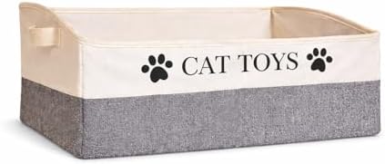 Large Cat Toy Storage Bin Sturdy and Foldable Toy Basket