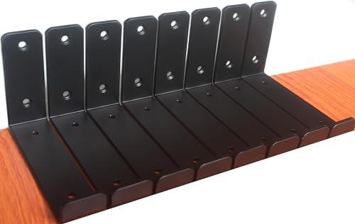 24 Pack - 5.5" L x 4" H x 1.5" W J Lip Shelf Brackets Rustic Farmhouse Iron Wall Floating Shelf Bracket Metal Shelf Bracket Industrial Shelf Supports with Screws Black