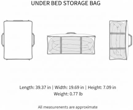 Under Bed Storage Bag with Clear Window, Gray Nylon Organizer for Seasonal Clothes and Bedding, Low-Profile Design (1 PC)