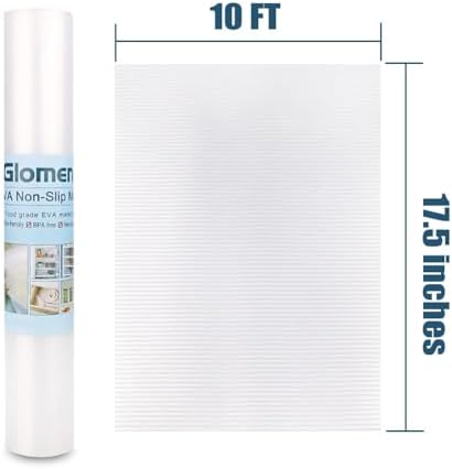 Shelf Liner, Non-Slip Cabinet Liner, Washable Oil-Proof for Kitchen Cabinet, Shelves, Refrigerator, Storage, Desks, 17.5 Inches x 10 FT, Non Adhesive Drawers Liner (17.5 Inches x 10 FT)… Clear