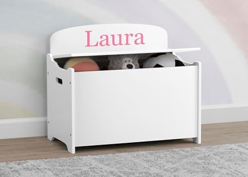Delta Children Personalized MySize Deluxe Toy Box, Bianca White
