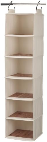 Household Essentials Cedarline 6‑Shelf Hanging Closet Organizer in Heavy‑Duty Cotton Canvas, Cream