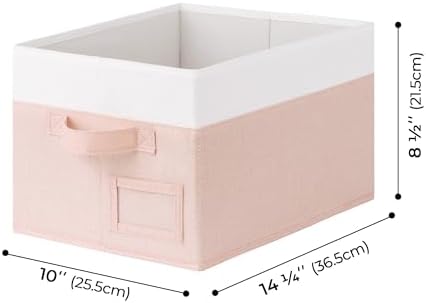 GRANNY SAYS Closet Storage Bins with Label, Pink&Ivory, Medium, 3-Pack