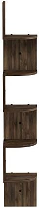 Furinno Rossi 5-Tier Corner Floating Book Shelves for Wall, Columbia Walnut | Zigzag Corner Shelf, Wall Mounted, Radial Floating Shelf, for Living Room, Bedroom, Bathroom, Home Office