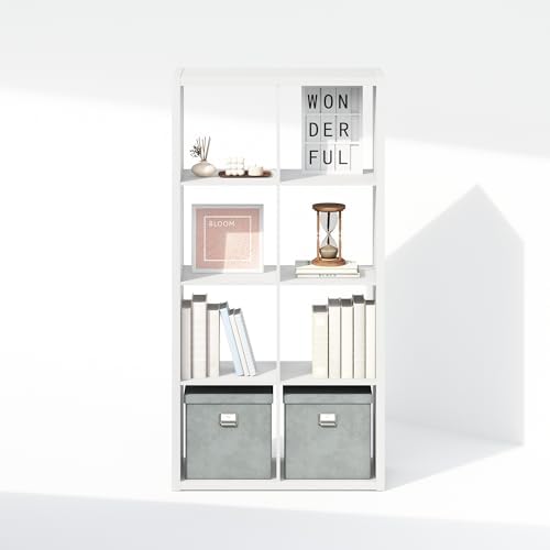 Furinno Simple 8-Cube Storage Organizer, Extra Thick Frame, Plain White