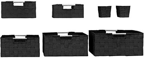 Sorbus Baskets for Organizing, 7-Piece Hand-Woven Storage Set (Black)