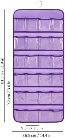 Dual-sided Baby Shoe Organizer Closet Hanging Toddler Shoes Storage for Kids Bow Socks Underwear Holder with 48 Clear Pockets (Purple)