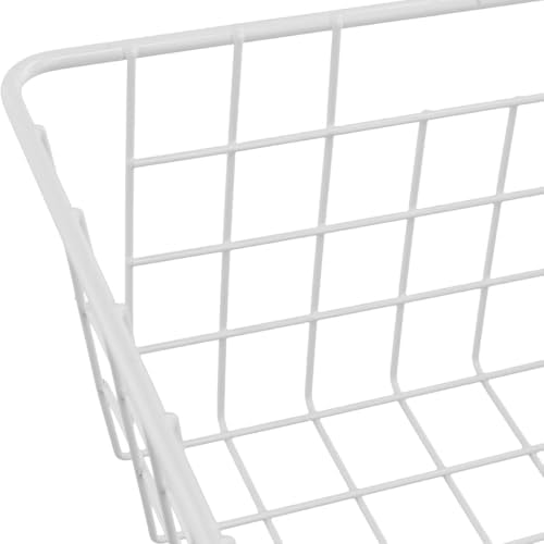 3 Pack Large Wire Baskets, Sturdy White Wire Basket, Metal White Basket for Organizing Kitchen Food, for Pantry Home Office Desk Shelf Bathroom Bedroom (14.2 x 11.1 x 6.3 inch)