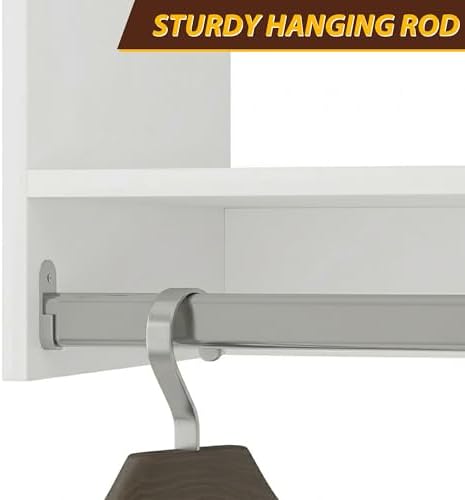 Modular Closet System, 40" Wide Wall-Mounted Closet Tower Organizer with Rods for Walk-In Closet Storage, White