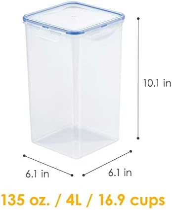 Lock & Lock Airtight Food Storage Container with Lid, 16.9 Cup, 1 Count (Pack of 3)