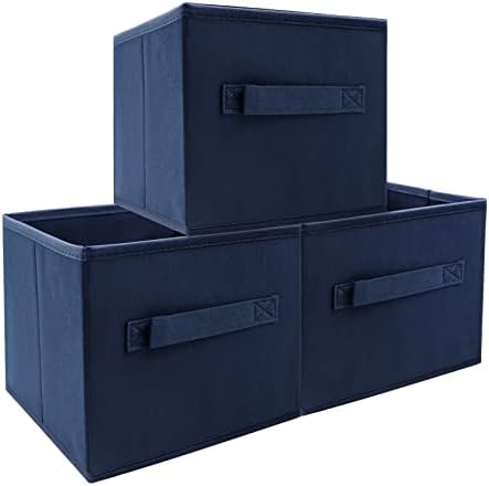 EBIGIC Small Storage Bins,Collapsible Fabric Storage Organizer 9.0"x7.5"x7.5" 3 Pack,Mini Storage Box,fit for closet, living room, bookshelf, Kids clothes and toys storage and organization Blue