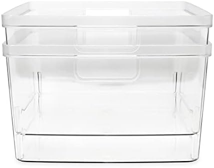 Isaac Jacobs 2-Pack Square Clear Storage Bins (10” L x 10” W x 6.1” H)