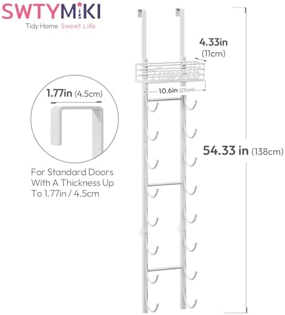 SWTYMIKI Hanging Towel Racks for Bathroom - 9 Tier Over the Door & Wall Mounted Bath Rolled Towel Storage Organizer Holder for Small Bathroom, RV, Camper, White (Patented)