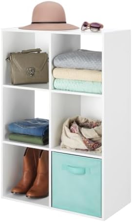 Whitmor Fabric Storage Cubes 2 Pack, Light Blue Closet Organizer Bins with Handles, 10.5 x 10.5 x 11 Inch Non-Woven Storage Baskets for Shelves, Closet, Nursery, Bedroom, Office