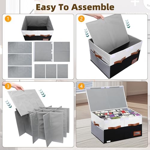 Supowin Large Shoe Organizer for Closet, Foldable Shoe Storage Bin with Lid