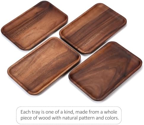 Serving Acacia Wood Valet Tray for Men Women, Catch All Acacia Mens Key Dump Bedside Nightstand Organizer EDC Decorative Wooden Tray for Phone Watch Wallet Keys Jewelry