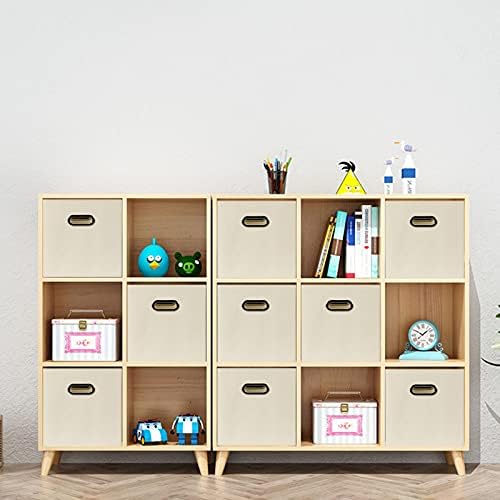 Yunkeeeper storage bins Cubes, Fabric Cube Organizer with Handle, Foldable Cube Bins for Cloth or Accessary Storage, 11x11x11, Set of 6, (Creamy White)