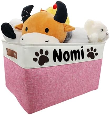 Personalized Dog Toy Basket Dog Toy Box with Pet`s Name for Dog Chew Toys,Clothing,Stuff