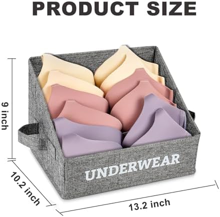 Lukeline 2 Pack Underwear and Sock Organizer,Foldable Closet Storage with Handle,Fabric Trapezoid Drawer Storage Baskets for Sock, Bra, Underwear, Tie