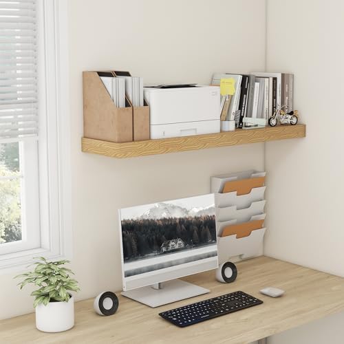 FLYJOE 48 Inch Floating Shelf, 12'' Deep Oak Shelves for Wall Set of 1