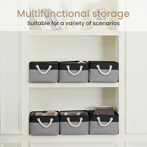 13.8x9.8x6.7 Inch Fabric Small Storage Bins with Handles 6 Pack