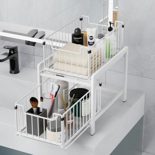2-Tier Pull Out Cabinet Organizer, Slide Out Under Sink Organizer
