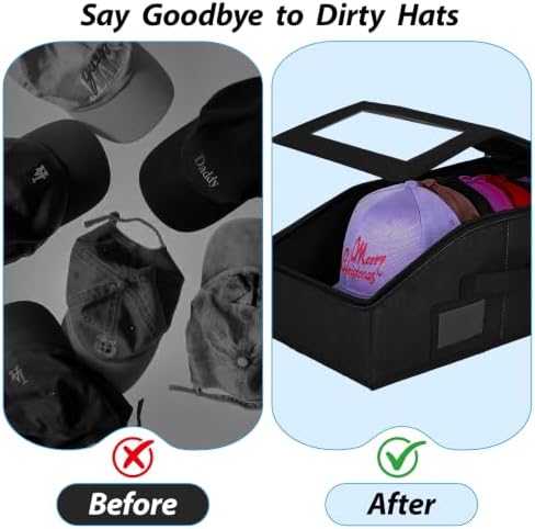 Hat Storage for Caps, 1-Pack Stackable Hat Organizer Boxes, Black
