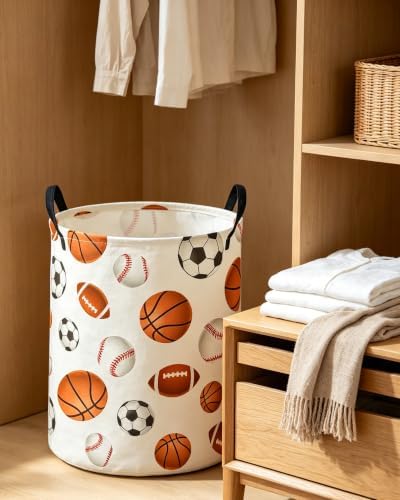 ESSME Kids Laundry Basket,Boys Hamper Collapsible Canvas Waterproof Storage Bin for Boys, Ball Hamper,Gift Baskets(Ball)