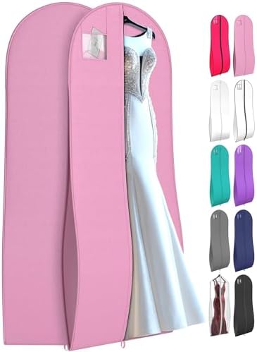 72" Tapered Long Dress Bags for Gowns - Wedding Dress Garment Bag for Dresses - Long Garment Bags for Hanging Clothes & Closet Storage, Dress Bag for Airplane