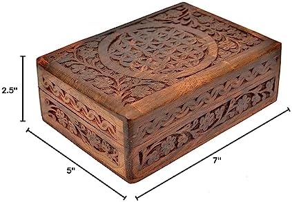 Wooden Jewelry Box for Girls | Women - Organizer Storage Display Case Birthday Gifts for Mom (Design 1)