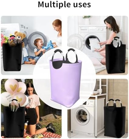 Large Laundry Hamper Bag, Light Lavender Trend Color Collapsible Laundry Basket Dirty Clothes Organizer Washing Bin for Family Essentials Storage