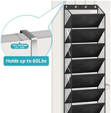 AOODA 10 Tier Clear Over the Door Shoe Organizer Storage, Deep Pockets Large Hanging Shoe Rack for Closet Door, Fit 20 Pairs Shoe Holder Hanger for Sneakers, Boots (Black)