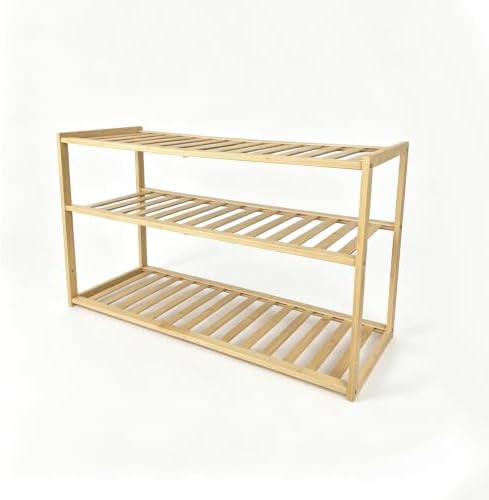 Jripae 3 Tier 27.5in Bamboo Shoe Rack for Entryway Closet Bedroom Garage