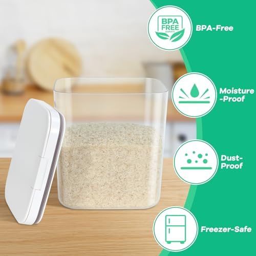 11 Lbs Rice Storage Container 5.8Qt Flour Sugar Containers with Flip-up Lid