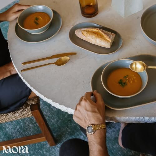 Mora Ceramic Decorative Tray - 10.6in Dish for Jewelry, Soap Dispenser, Perfume, Makeup, Accessories, Candle, in the Bathroom Vanity, Bedside, or Kitchen Counter. Cute Organizers - Storm